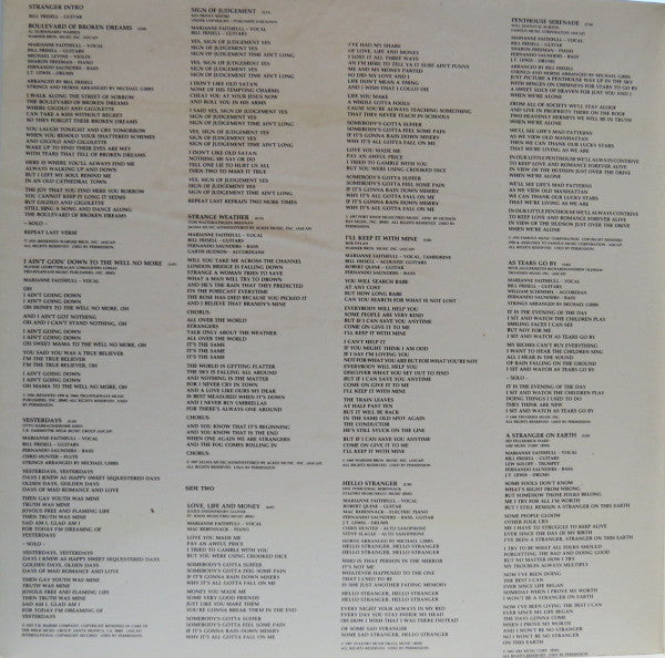 Marianne Faithfull : Strange Weather (LP, Album, Gat)