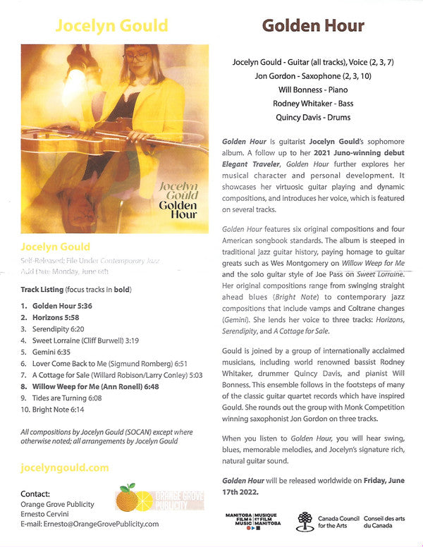Jocelyn Gould : Golden Hour (CD, Album)