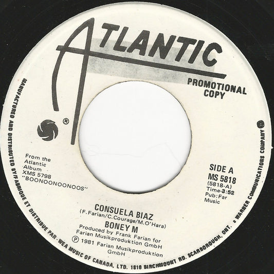 Boney M. : Consuela Biaz (7", Single, Promo)
