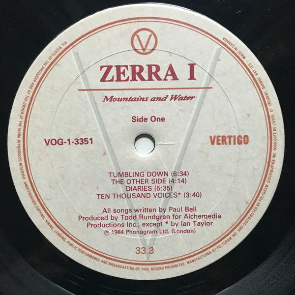 Zerra One* : Mountains And Water (LP, Album)
