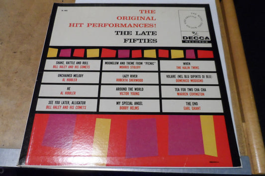 Various : The Original Hit Performances! The Late Fifties (LP, Album, Comp, Mono)