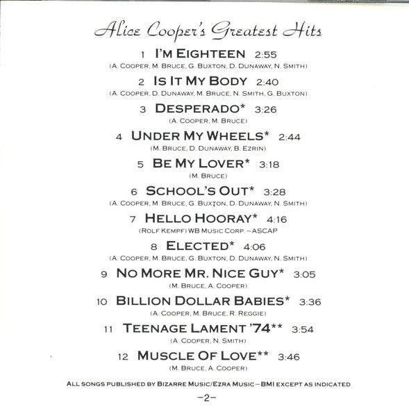 Alice Cooper : Alice Cooper's Greatest Hits (CD, Comp, RE)