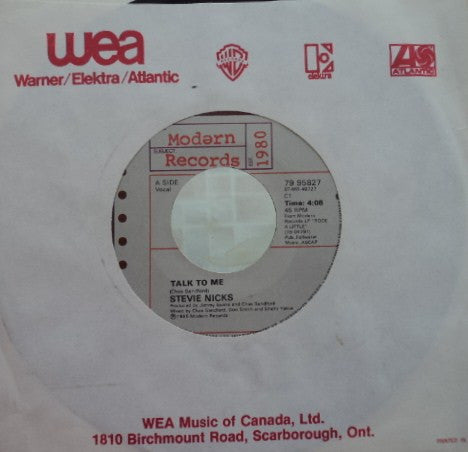 Stevie Nicks : Talk To Me  (7", Single)