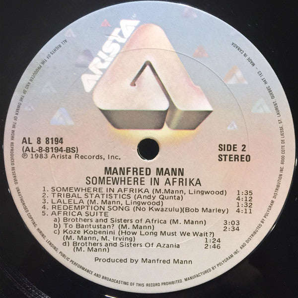 Manfred Mann's Earth Band : Somewhere In Afrika (LP, Album)