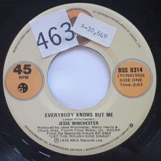 Jesse Winchester : Everybody Knows But Me (7")