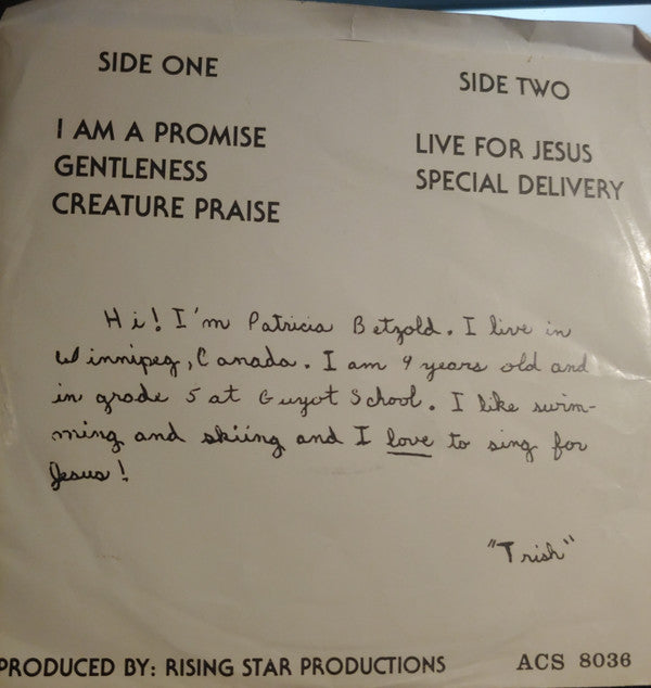 Patricia Betzold : I Am A Promise (7", EP)