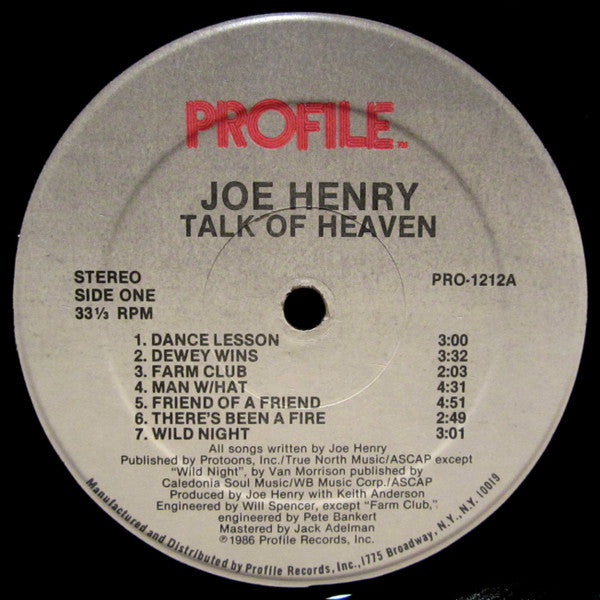 Joe Henry : Talk Of Heaven (LP, Album)