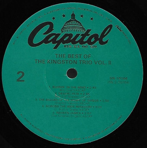 Kingston Trio : The Best Of The Kingston Trio Vol. 2 (LP, Comp, RE)