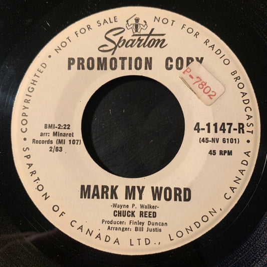 Chuck Reed (3) : Mark My Word / Females (7", Single, Promo)