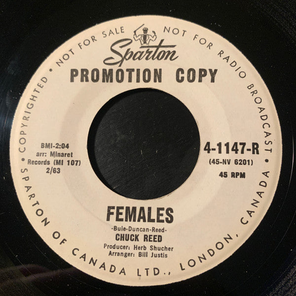 Chuck Reed (3) : Mark My Word / Females (7", Single, Promo)