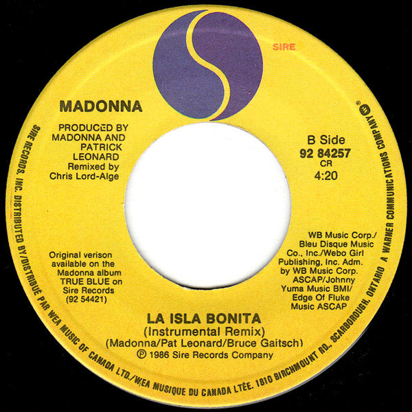 Madonna : La Isla Bonita (7", Single)