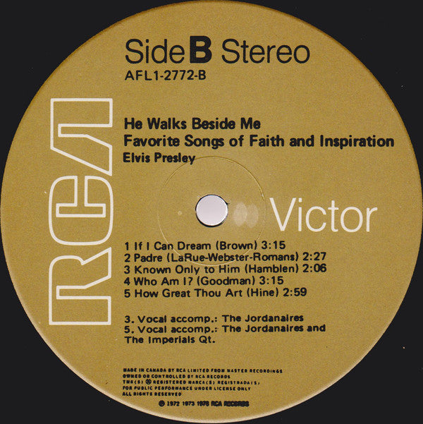Elvis* : He Walks Beside Me (Favorite Songs Of Faith And Inspiration) (LP, Comp, RE)