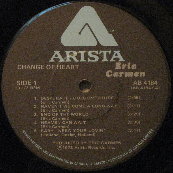 Eric Carmen : Change Of Heart (LP, Album)