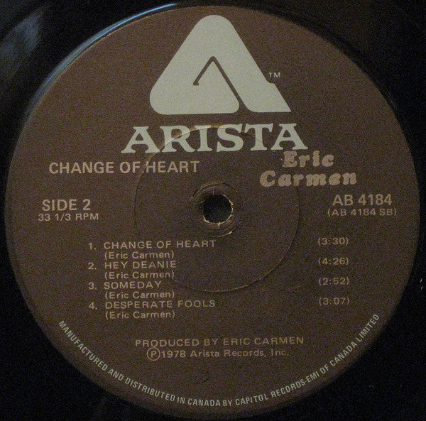 Eric Carmen : Change Of Heart (LP, Album)