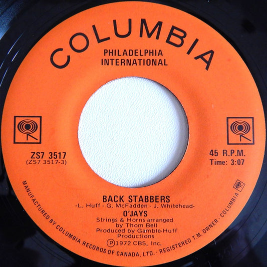 O'Jays* : Back Stabbers / Sunshine (7", Single)