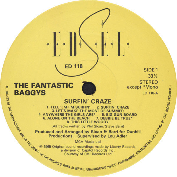 The Fantastic Baggys : Surfin' Craze (LP, Album, Mono, RE)