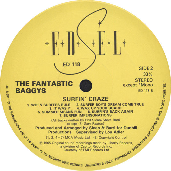 The Fantastic Baggys : Surfin' Craze (LP, Album, Mono, RE)