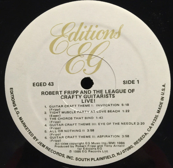 Robert Fripp And The League Of Crafty Guitarists : Live! (LP, Album)