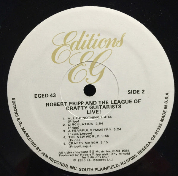 Robert Fripp And The League Of Crafty Guitarists : Live! (LP, Album)