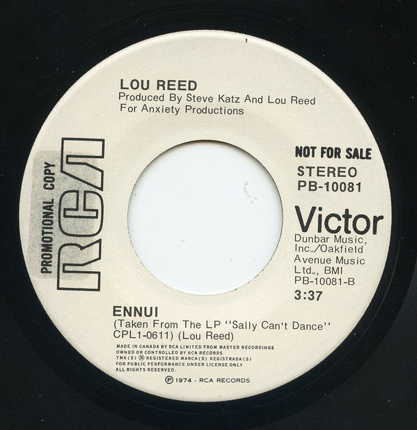 Lou Reed : Sally Can't Dance (7", Promo)