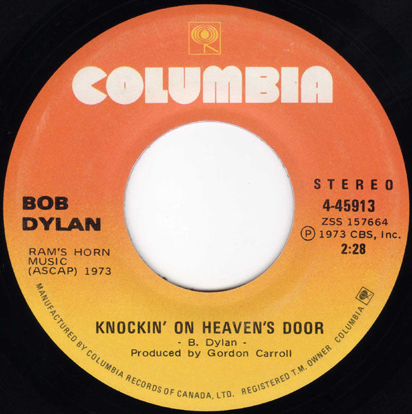 Bob Dylan : Knockin' On Heaven's Door / Turkey Chase (7", Single)