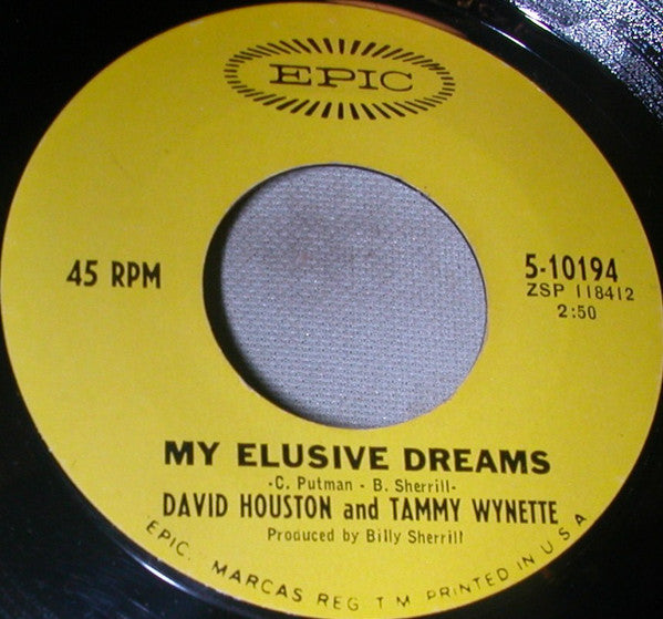 David Houston And Tammy Wynette : My Elusive Dreams / Marriage On The Rocks (7", Single)