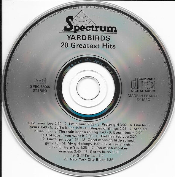 The Yardbirds : 20 Greatest Hits (CD, Album, Comp)