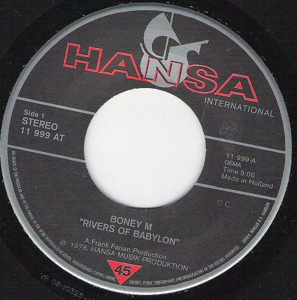 Boney M. : Rivers Of Babylon (7", Fir)