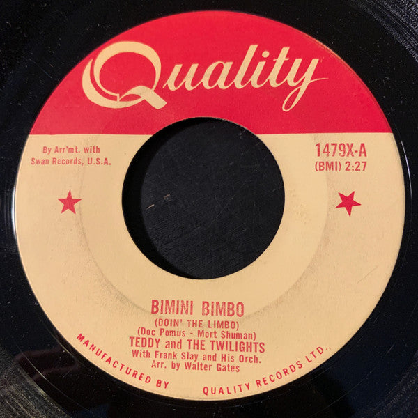 Teddy & The Twilights : Bimini Bimbo / I'm Just Your Clown (7", Single)