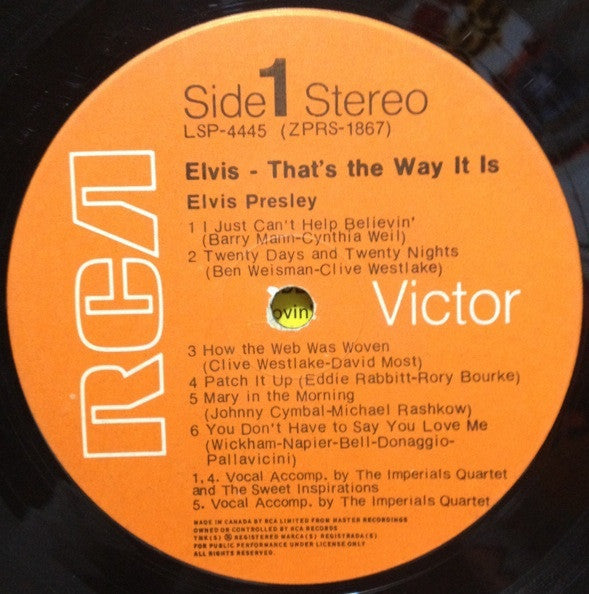 Elvis Presley : That's The Way It Is (LP, Album, RE)