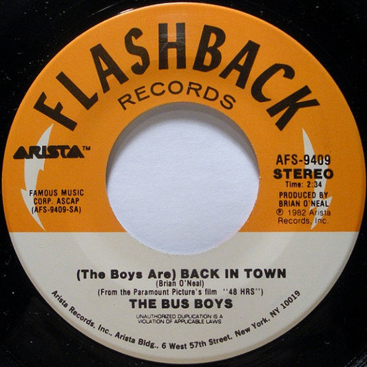 The Bus Boys : (The Boys Are) Back In Town / Cleanin' Up The Town (7", Single)