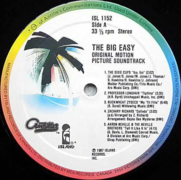 Various : The Big Easy (Original Motion Picture Soundtrack) (LP, Album, Comp)