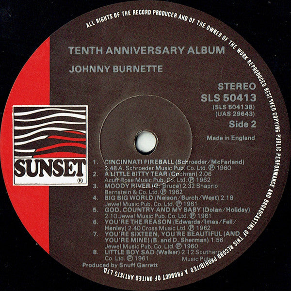 Johnny Burnette : Tenth Anniversary Album (LP, Album, Comp, Mono)