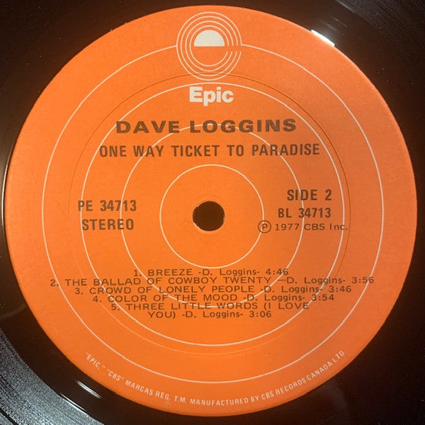 Dave Loggins : One Way Ticket To Paradise (LP, Album)