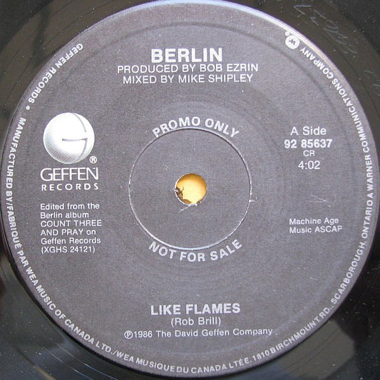 Berlin : Like Flames (7", Single, Promo)
