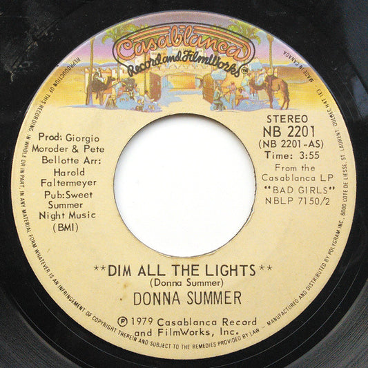 Donna Summer : Dim All The Lights (7", Single)