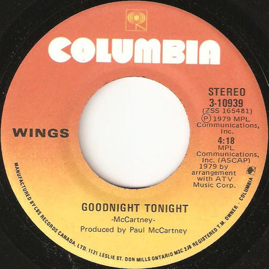 Wings (2) : Goodnight Tonight (7")
