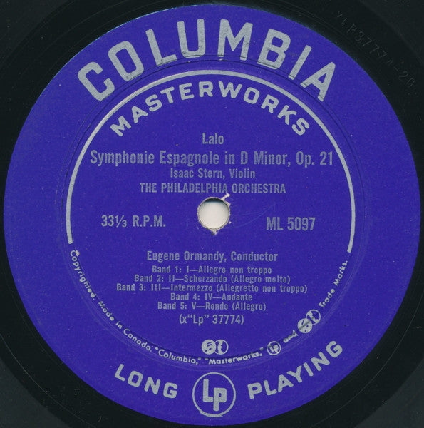 Édouard Lalo / Max Bruch - The Philadelphia Orchestra Conducted By Eugene Ormandy, Isaac Stern : Symphonie Espagnole In D Minor, Op. 21 / Violin Concerto In G Minor, Op. 26 (LP, Album, Mono)