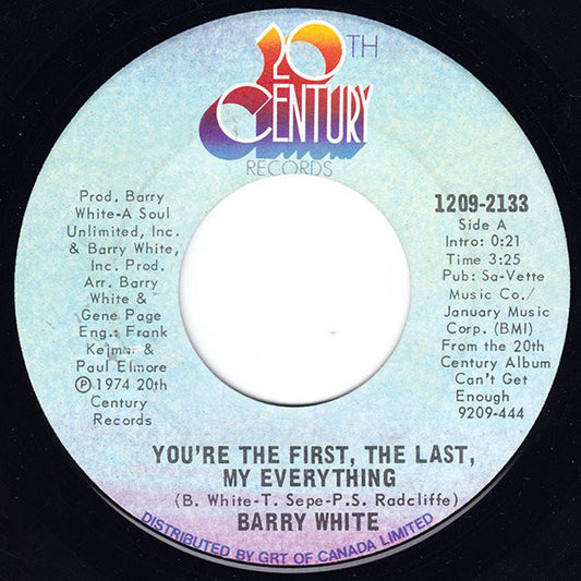 Barry White : You're The First, The Last, My Everything (7")