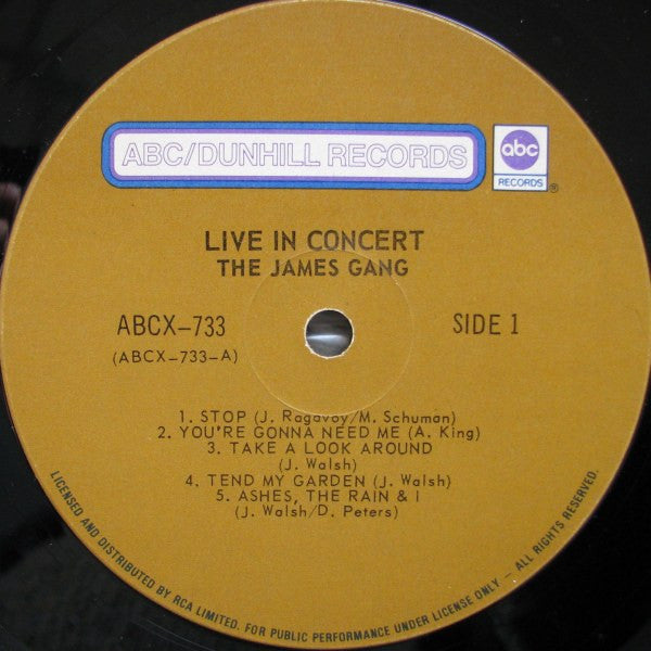 James Gang : Live In Concert (LP, Album)