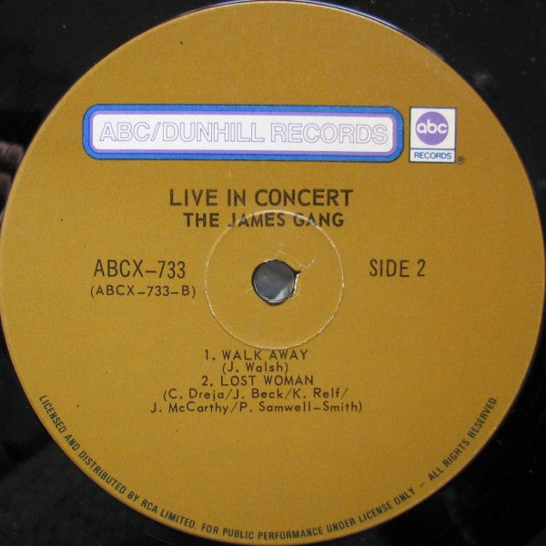 James Gang : Live In Concert (LP, Album)