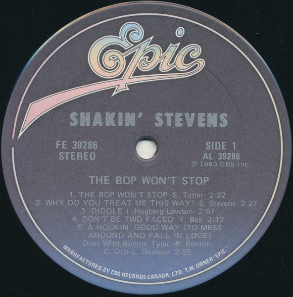 Shakin' Stevens : The Bop Won't Stop (LP, Album)