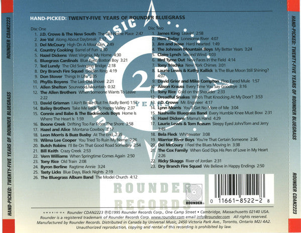 Various : Hand-Picked: 25 Years Of Bluegrass Music On Rounder Records (2xCD, Comp, RE)