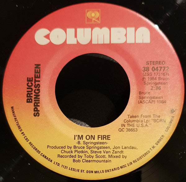 Bruce Springsteen : I'm On Fire (7", Single)