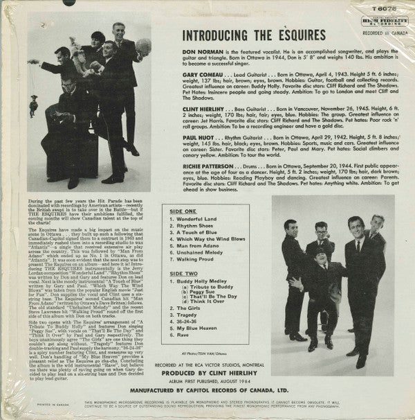 The Esquires (11) : Introducing The Esquires (LP, Album, Mono)