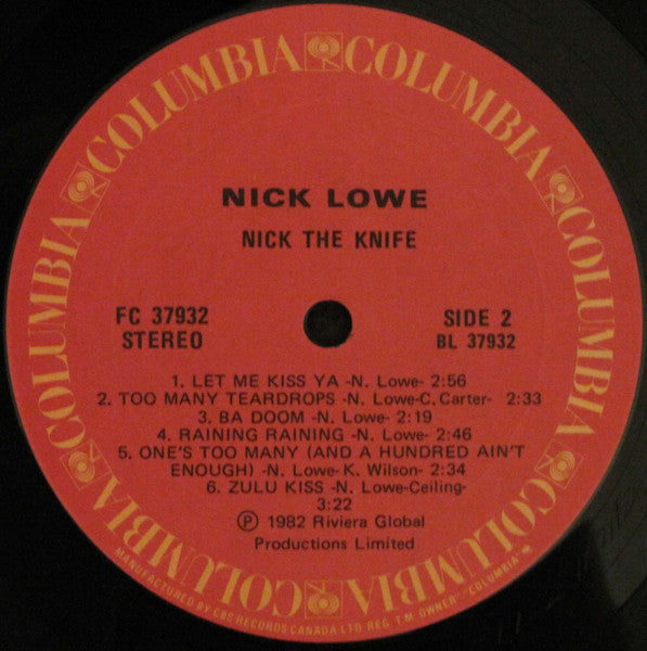 Nick Lowe : Nick The Knife (LP, Album)