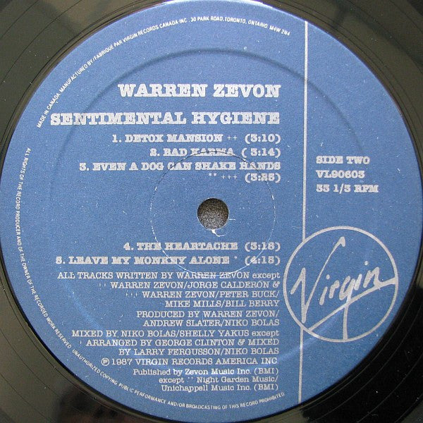 Warren Zevon : Sentimental Hygiene (LP, Album)