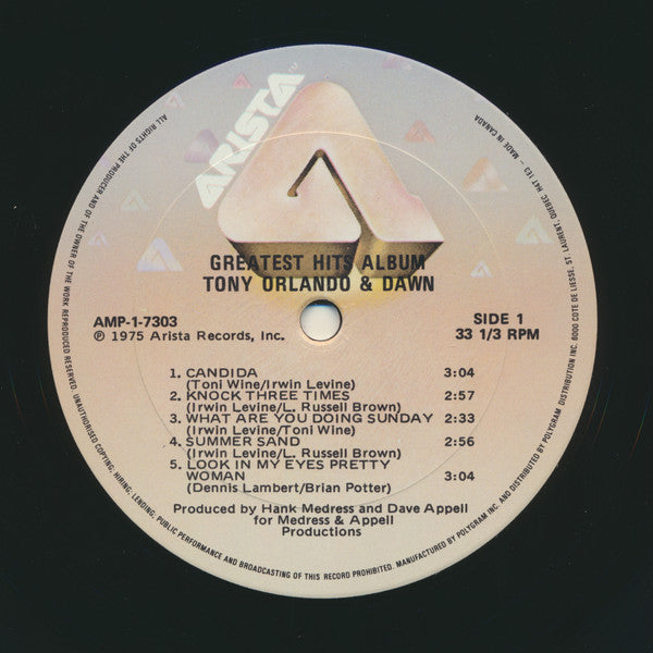 Tony Orlando & Dawn : Greatest Hits (LP, Comp, RE)