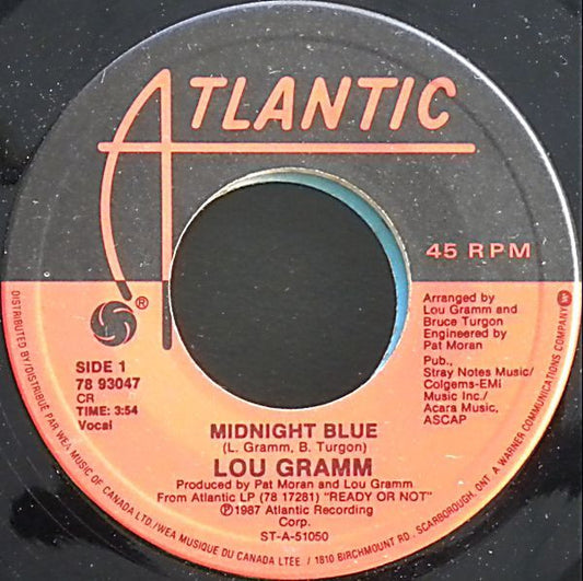 Lou Gramm : Midnight Blue / Chain Of Love (7", Single)