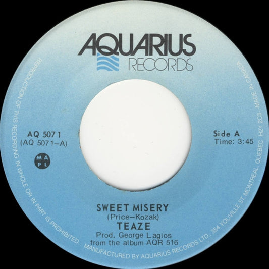 Teaze : Sweet Misery (7", Single)